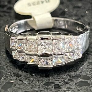 1.6ct Princess Cut Channel Set Cz Silver Wedding engagement cocktail Band Ring